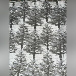 Ralph Lauren White and Gray Tree Pattern Fabric Shower Curtain